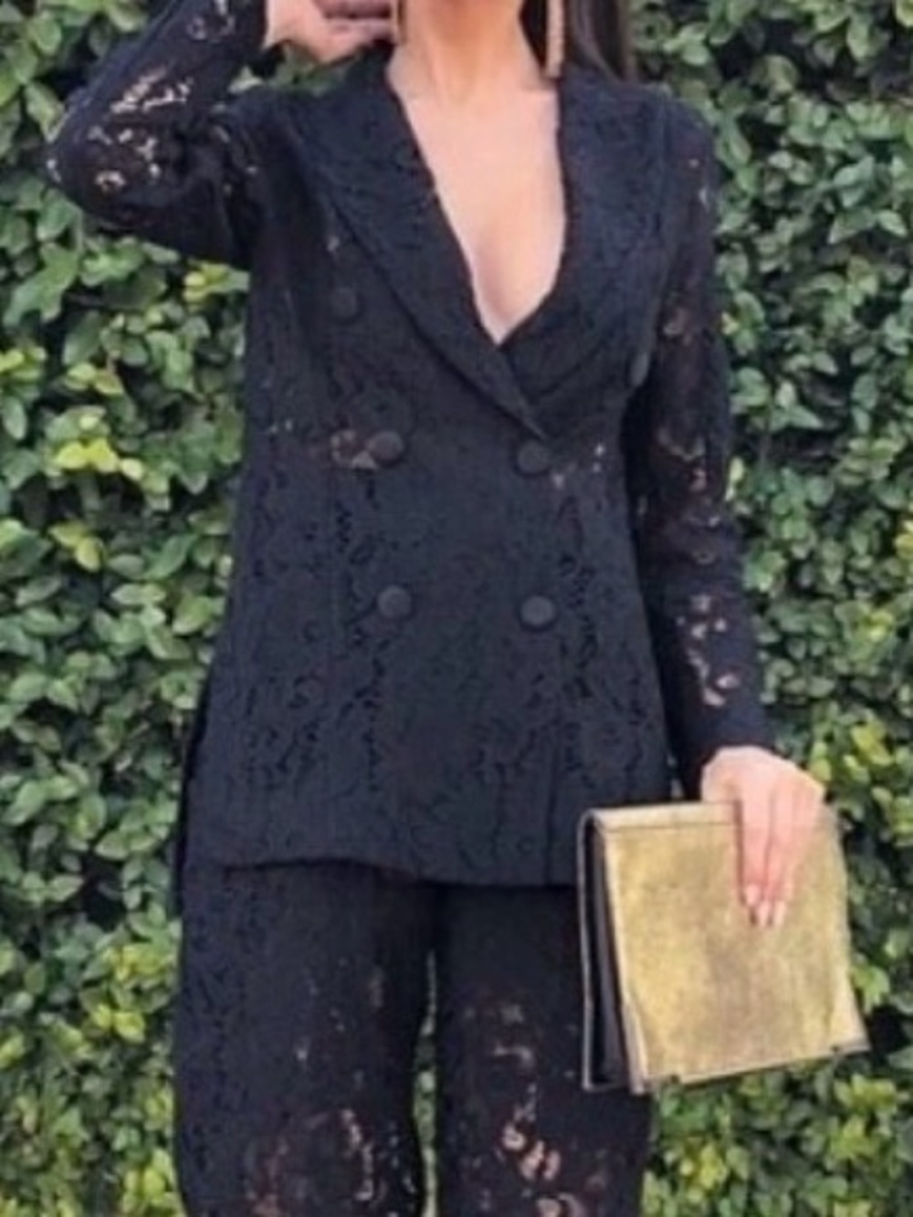 Zara Black Lace Double-Breasted Blazer